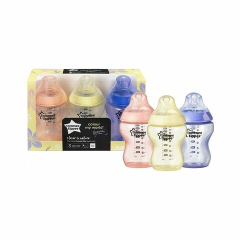 Tommee Tippee Closer To Nature Colour My World Bottle TT42241540 Multicolour 260ml Pack of 3