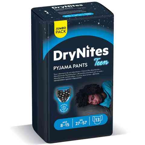 Huggies DryNites Pyjama Pants 8-15 Years Bed Wetting Diaper Boys 27-57 kg Jumbo Pack 13 Pants