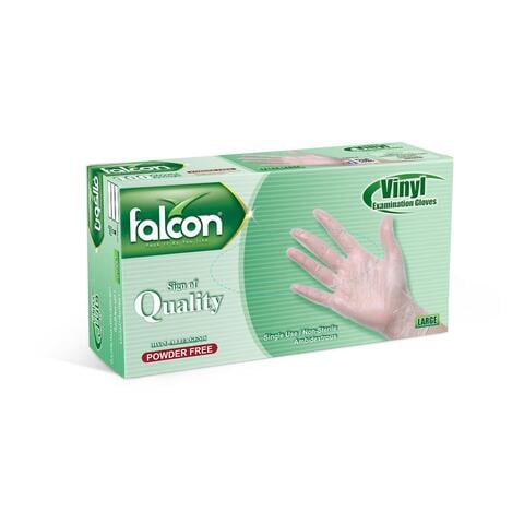 Falcon Powder Free Vinyl Gloves L White 100