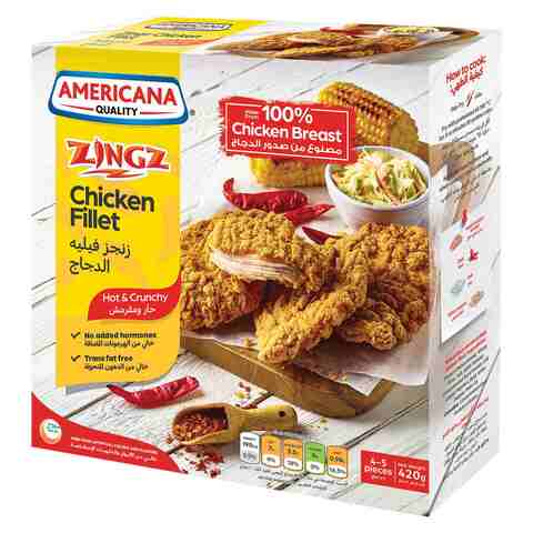 اشتري أمريكانا زينغز شرائح دجاج حارة ومقرمشة 420 غرام في الامارات
