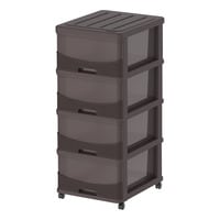 Cosmoplast Cedargrain 4 Tiers Storage Cabinet with Drawers and Wheels Dark Brown 50x40x92cm