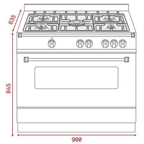 Teka FS 902 5GG 90cm Free Standing Cooker with gas hob and gas oven
