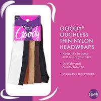 Goody Ouchless Thin Nylon Headwraps, 6 Pack, Assorted Colors, Super Soft, Stretchy &amp; Strong For A Comfortable Fit, For All Hair Types, Pain-Free Hair Accessories For Women&#39;s And Girls