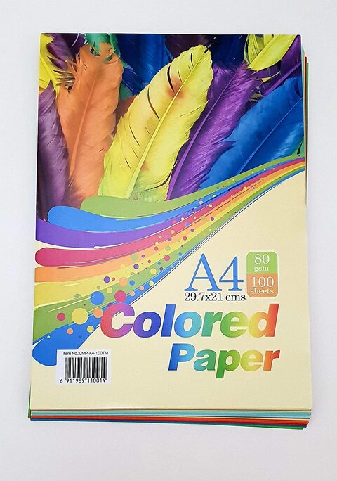 Generic A4 Size 80 GSM Colored Paper (Rainbow Color, 100 Sheets)
