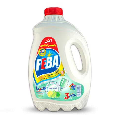 Feba Dishwashing Liquid - Green Lemon Scent - 3 Liters