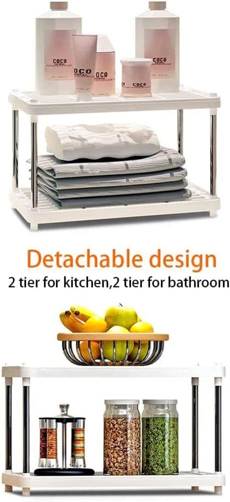 COOLBABY 4 Tier Simple Kitchen Shelving,Multipurpose Bathroom Countertop Storage Shelf,42 x 22 x 80 Storage Rack