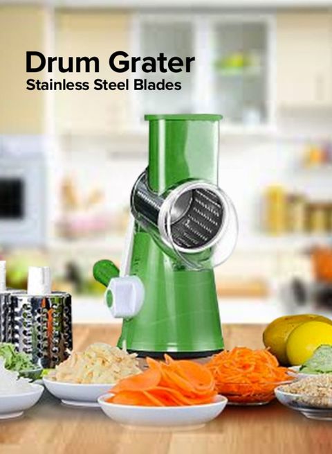 Generic - Table Top Drum Grater Green/Silver 9.4x9.2x4.5inch