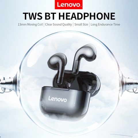Lenovo-Black  LP40 TWS Headphone True Wireless BT Earbuds Semi-in-ear Sports Earbuds with 13mm Moving Coil Long Endurance Time Black