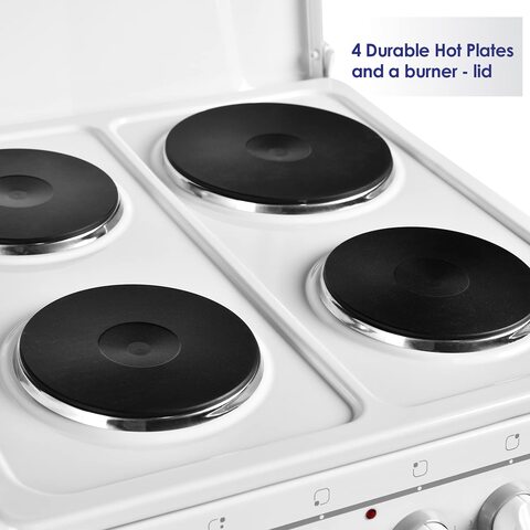 Buy Super General 50x50 cm Freestanding 4 Hot Plate Electric Cooker, White,  SGC5041BS Online - Shop Electronics u0026 Appliances on Carrefour UAE