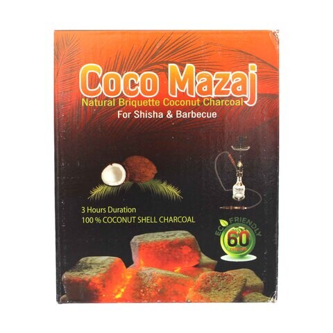 Coco Masaj Natural Briquette Coconut Charcoal 60 Pieces Pack - For Shisha And Barbeque