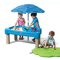 Step2 Cascading Cove Sand And Water Table With Umbrella Kids Sand And Water Play Table With Umbrella 6, Pc Accessory Set Included, Blue
