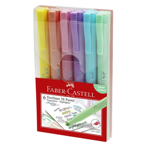 Buy Faber-Castell Textliner 38 Pastel Highlighter Pen 154681 Multicolour 6  PCS Online - Shop Stationery & School Supplies on Carrefour UAE