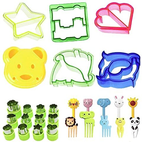 Generic Sandwich Cutters Set For Kids, 28Pcs Kids Sandwich Cutter Shapes, Vegetable Cookie Cutters With Comfort Grip, Bread Cutters With 10 Cartoon Toothpicks