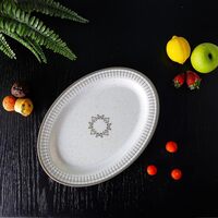 Royalford 14&quot; Melamineware Serving Plate- Rf11814 Lightweight And Premium-Quality Dinnerware, Dishwasher-Safe And Chip-Resistant, White And Grey