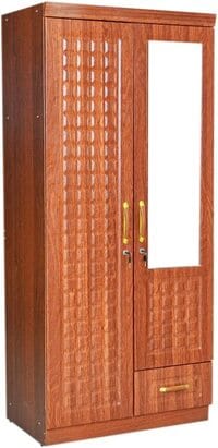 Karnak 2 Doors Wooden 1-Drawer Wardrobe, Cabinet, Cupboard Of Engineered Wood Modern Stylish Heavy Duty Color (Wooden Brown)