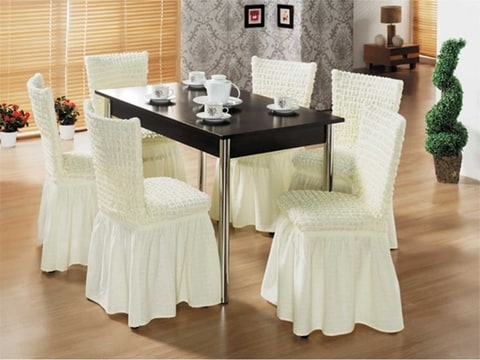 Fabienne 6 Piece Stretchable Dining, Cream Dining Room Chairs Slipcovers