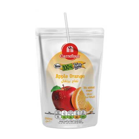 Carrefour Apple Orange Juice 200ml Pack of 10