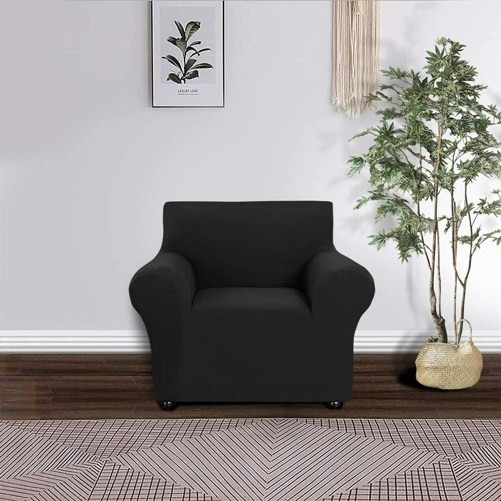 Buy Goolsky Stretch Sofa Slipcover Milk Silk Fabric Anti Slip Soft Couch Sofa Cover 1 Seater Washable For Living Room Kids Pets Black Online Shop Home Garden On Carrefour Uae
