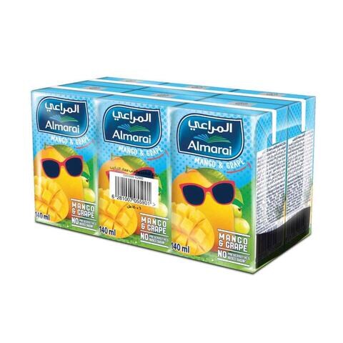 Buy Almarai Mango And Grape Juice 140ml x Pack of 6 in Kuwait