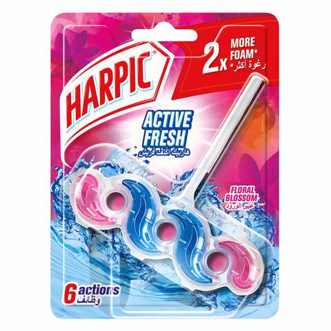 Buy Harpic Active Fresh Toilet Cleaner Rim Block, Floral Blossom, 35 g in Saudi Arabia