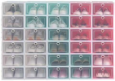 Buy Naor Clear Plastic Stackable Storage Shoe Organizer Box (Mixed-30Pcs) in UAE