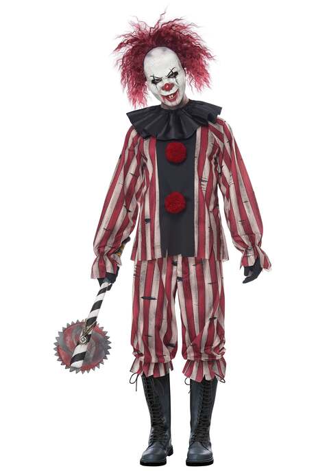 Black and red clown clearance costume