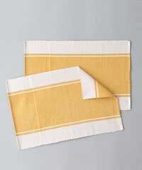 White and yellow Table Mat,Set of 2 Pcs