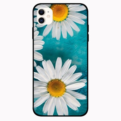 Theodor Apple iPhone 12 6.1 inch Case Three White Flower Flexible Silicone