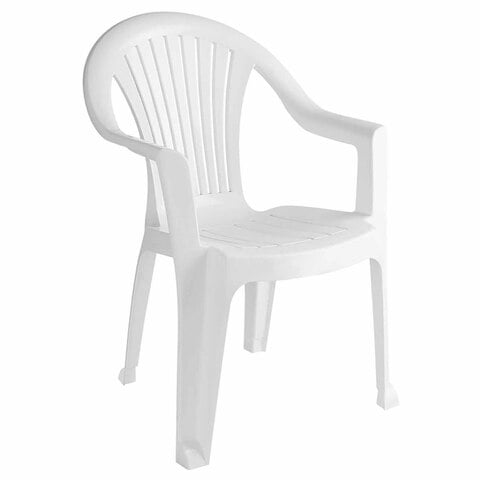 كرسي جينيف بلاستيك من الهلال والنجمة الفضية - أبيض