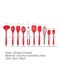 Generic 10-Piece Silicone Kitchen Utensil Set Red