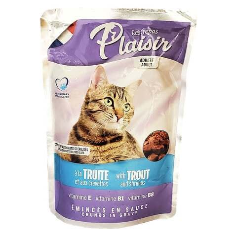 Plaisir Chunks With Trout And Shrimps In Gravy Cat Food 100g