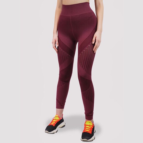 Kidwala Mesh Panel Leggings - High Waisted Workout Gym Yoga Pants for Women  (Medium, Maroon)