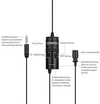 Boya High Quality By-M1 Pro Omni-Directional Lavalier Microphone Single Head Clip-On Condenser Mic For Smartphone DSLR Camcorder Audio Recorder