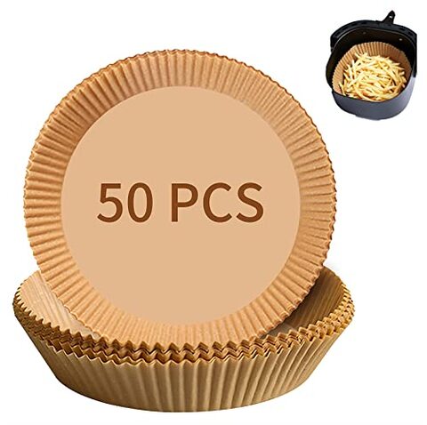 Generic 50Pcs Air Fryer Paper Liners Disposable, Non-Stick Round Air Fryer Parchment Paper Liners, Baking Paper For Air Fryer Oil-Proof, Food Grade Paper Liner For Baking Roasting Cooking