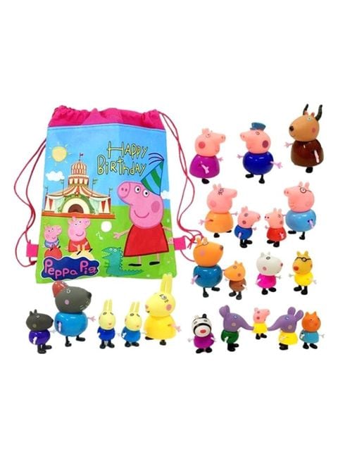 Buy MissTiara 25-Piece Cartoon Peppa Pig Friends Toys With Bag Online -  Shop Stationery & School Supplies on Carrefour UAE