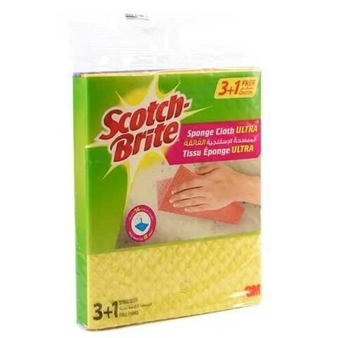 Scotch-Brite Ultra Sponge Cloth Yellow Pack of 4