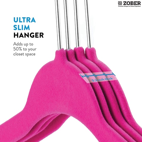 ZOBER Non-Slip Velvet Hangers - Suit Hangers (100-pack) Ultra Thin Space Saving 360 Degree Swivel Hook Strong and Durable Clothes Hangers Hold Up-to 10 Lbs, for Coats, Jackets, Pants, &amp; Dress Clothes