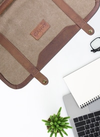 Parajohn Canvas Messenger Backpack - Laptop Messenger Bags, Shoulder Backpack Handbag - Multipurpose Business Briefcase Vintage Travel Backpack - 13.3 Inch-KHAKI