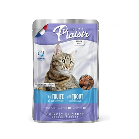 Plaisir Cat Food Chunks Gravy With Trout And Shrimps 100g Online