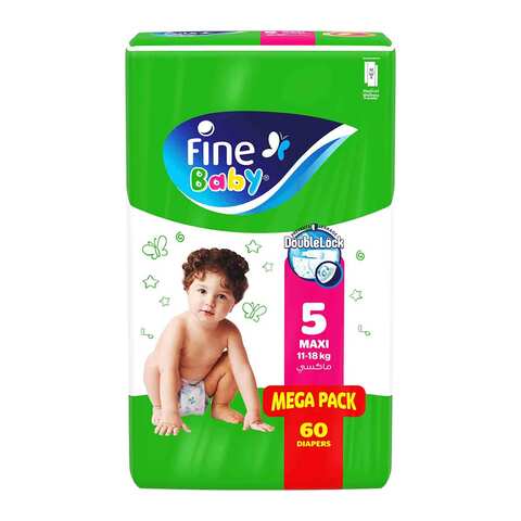 Buy Fine Baby Diapers Size 5, 11 - 18 kg 60 Pieces in Saudi Arabia