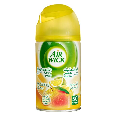 Air Wick Freshmatic Autospray Refill, Sparkling Citrus Fragrance, Eliminates Bad Odour like Cat Litter Smell, 250 ml