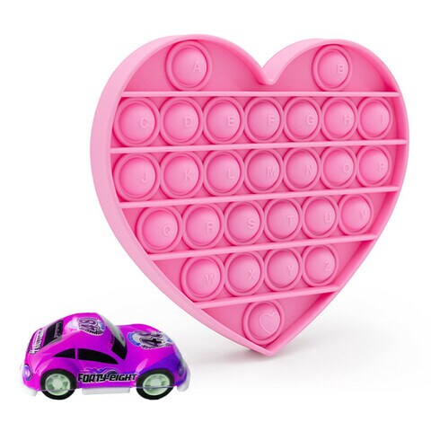 Goodone2 2 - Piece Pop Bubble Squeeze Sensory Fidget Toy Pop It Figit Toy Fidget Toys Special Needs Stress Reliever, Push Bubble Gadgets (Pink Heart)