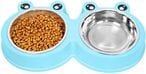 اشتري Mumoo Bear Double Cat Bowls Cute Modeling Food Water Feeder No-Slip Stainless Steel Rabbit  Pet Bowls في الامارات