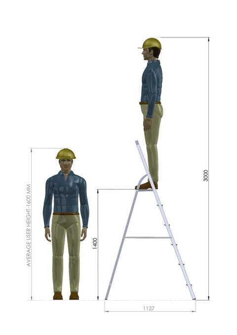Penguin - Aluminium Platform Ladder: Step 6, 1.4m-platform height