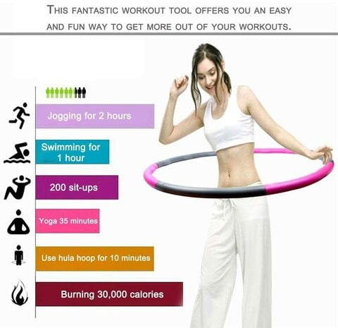 Aiwanto Hoola Hoop Hula Hoop Fitness Accessories 2.65lb,37.79in Wide 8 Section Detachable Design Home Exercise Yoga Fitness Hoop