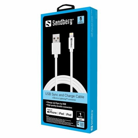 Sandberg USB-A To Lightning Data Sync Charging Cable 1m White