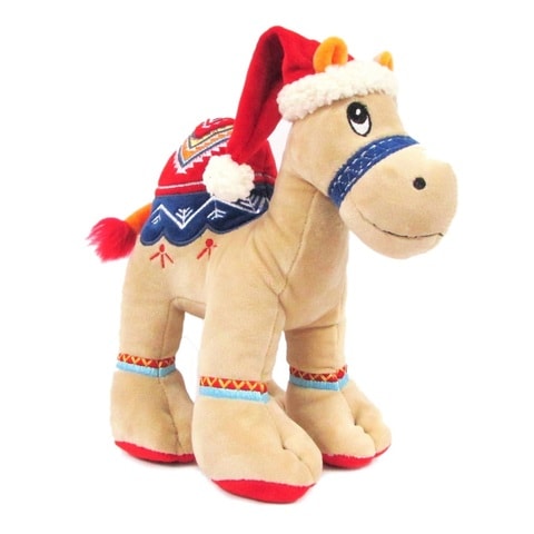 Caravaan - Soft Toy Camel Beige Size 25cm with Santa Hat
