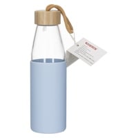 Ikoo Glass Boroscoilte Glass Water Bottle With Bamboo Lid And Silicone Sleeve 600ml