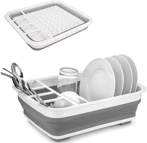 HK Dish Drying Rack Dish Drainer with Utensil Holder Antimicrobial  Multi-function Foldable Dish Rack, Suit for Bowls/Pla - M - Bed Bath &  Beyond - 32047814