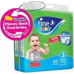 Buy Fine Baby Diapers, DoubleLock Technology, Size 3, Medium 4 ndash 9kg, Mega Pack of 84 diapers in Kuwait